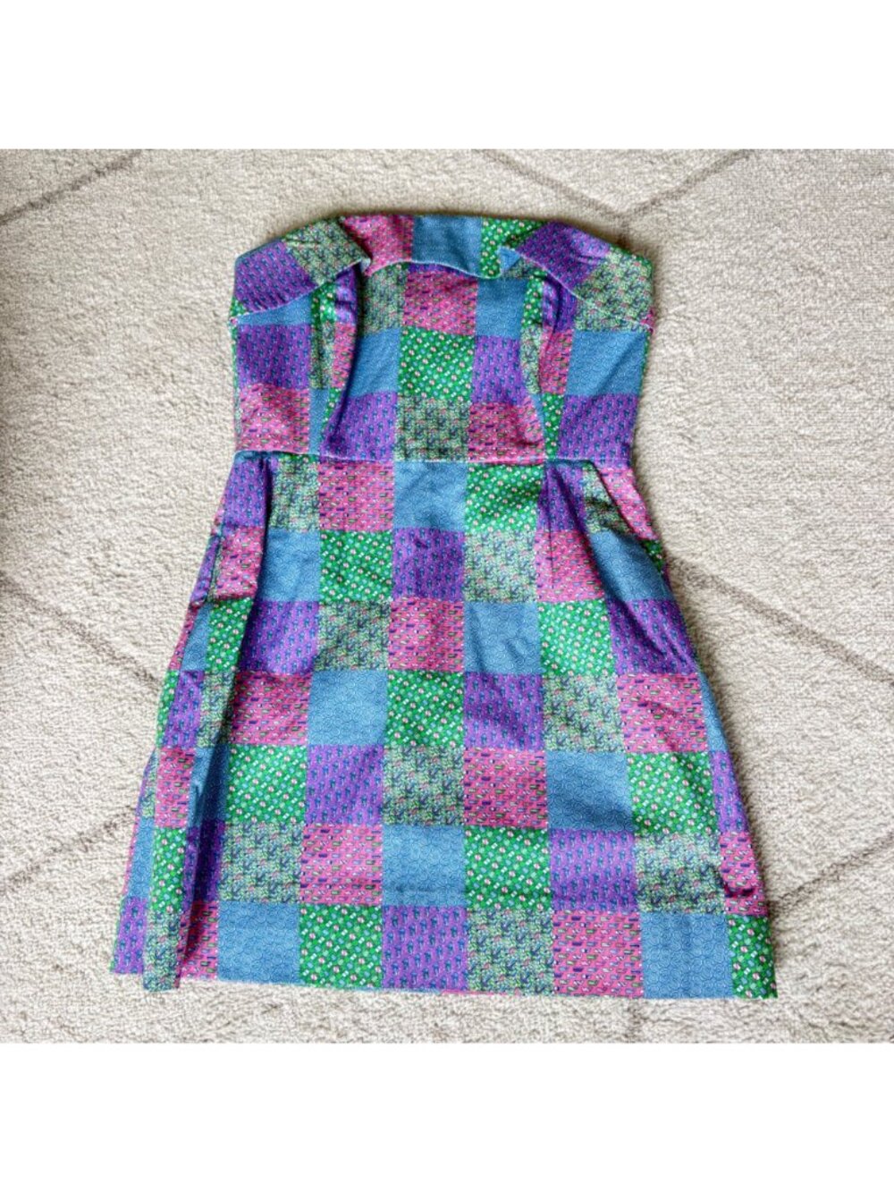 Vineyard Vines Kentucky Derby Strapless Patchwork Dress Preppy Horseshoe Print - Picture 3 of 10